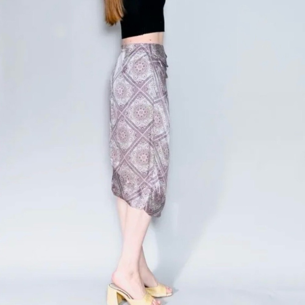Zimmermann Silk Print Faux Wrap Skirt Size 1 | Light Blue Lavender - Picture 6 of 9
